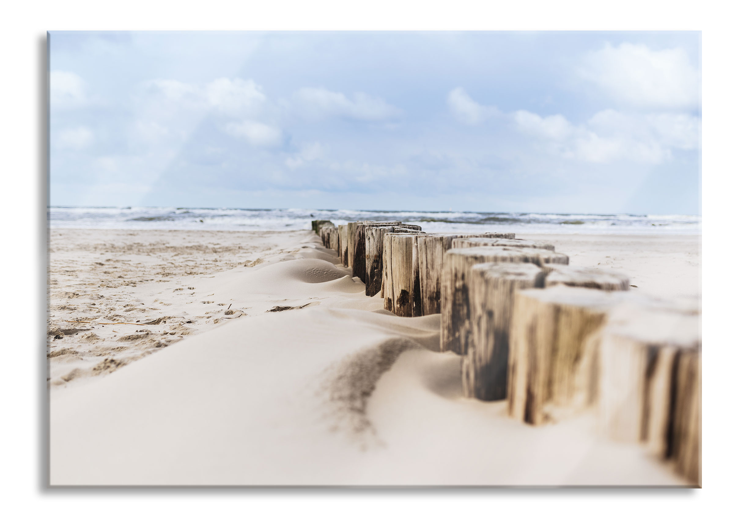 Pixxprint Leinwandbild 'Nahaufnahme Steg Aus Holzpföcken Am Meer' In Schwarz-Weiß, 60x40 Cm, Fertig Auf Keilrahmen